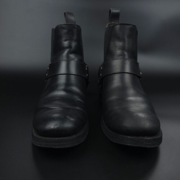 FRYE Stone Harness Chelsea Boots Black Boho Grunge Moto Biker Western Cowboy 9 - Picture 6 of 14